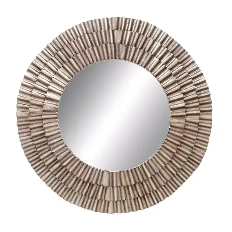 Wood Starburst Wall Mirror Silver - Olivia & May: Rustic Style, MDF Frame, No Assembly, 41.5" Diameter