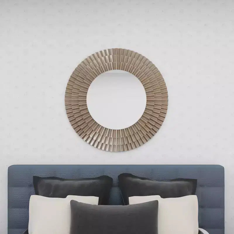 Wood Starburst Wall Mirror Silver - Olivia & May: Rustic Style, MDF Frame, No Assembly, 41.5" Diameter