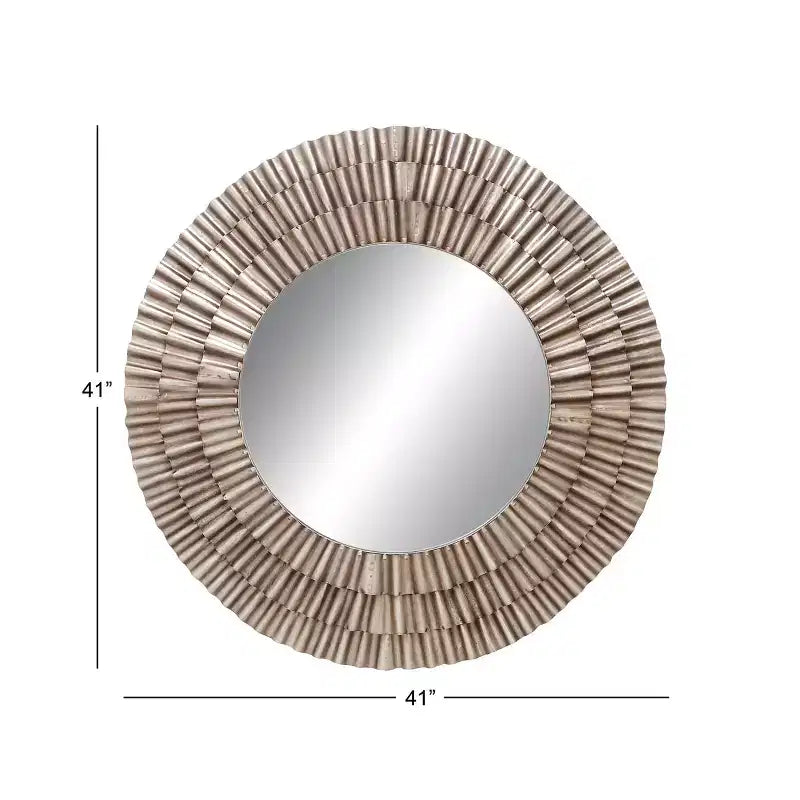 Wood Starburst Wall Mirror Silver - Olivia & May: Rustic Style, MDF Frame, No Assembly, 41.5" Diameter