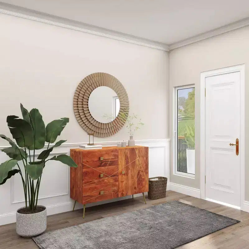 Wood Starburst Wall Mirror Silver - Olivia & May: Rustic Style, MDF Frame, No Assembly, 41.5" Diameter