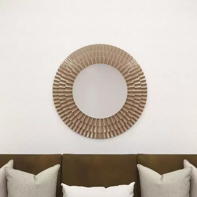 Wood Starburst Wall Mirror Silver - Olivia & May: Rustic Style, MDF Frame, No Assembly, 41.5" Diameter