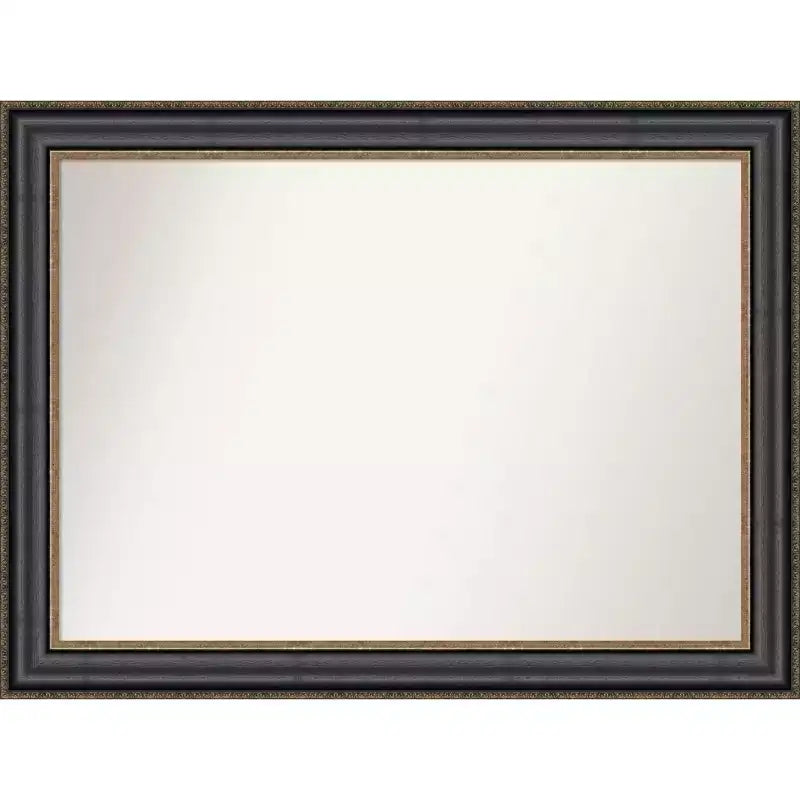 44" x 33" Non-Beveled Thomas Black Bronze Bathroom Wall Mirror - Amanti Art: Rectangle, Polystyrene Frame, Wall Mounted