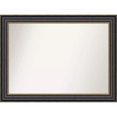 44" x 33" Non-Beveled Thomas Black Bronze Bathroom Wall Mirror - Amanti Art: Rectangle, Polystyrene Frame, Wall Mounted