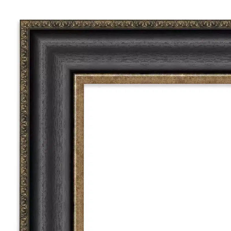 44" x 33" Non-Beveled Thomas Black Bronze Bathroom Wall Mirror - Amanti Art: Rectangle, Polystyrene Frame, Wall Mounted