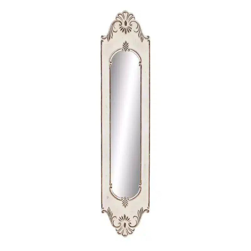 Olivia & May Wood Floral Arched Carved Wall Mirror White: 16" Novelty Shape, No Assembly Required