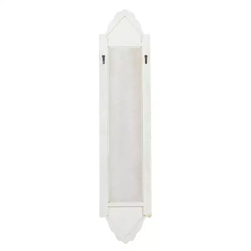 Olivia & May Wood Floral Arched Carved Wall Mirror White: 16" Novelty Shape, No Assembly Required