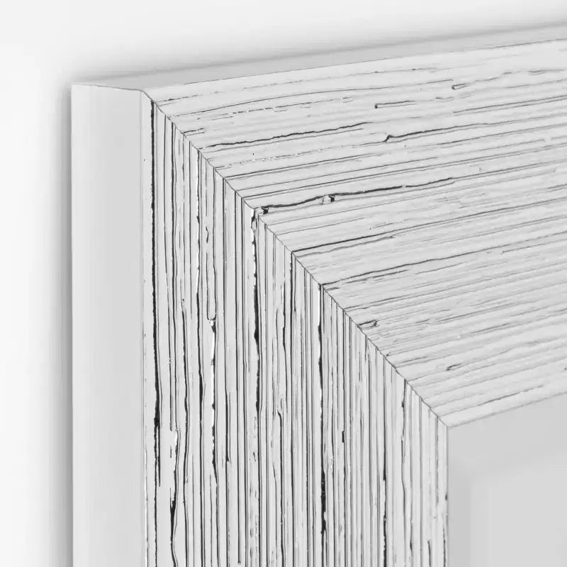 Head West 27" x 33" Driftwood Wall Mirror in Chrome/White: Modern Beveled Glass, Rectangle, No Assembly Required