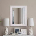 Head West 27" x 33" Driftwood Wall Mirror in Chrome/White: Modern Beveled Glass, Rectangle, No Assembly Required
