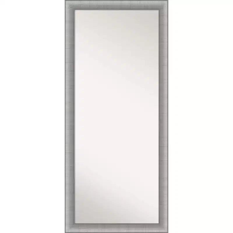 29" x 65" Non-Beveled Elegant Brushed Pewter Full Length Floor Leaner Mirror - Amanti Art: Includes Mounting Hardware, Polystyrene Frame