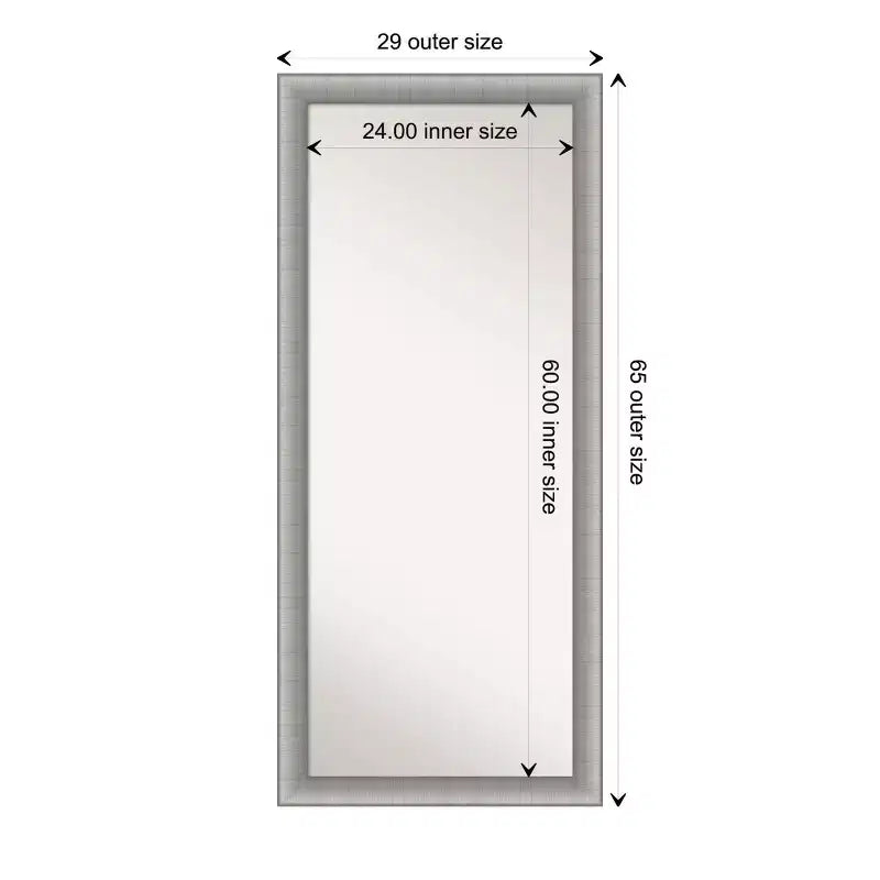 29" x 65" Non-Beveled Elegant Brushed Pewter Full Length Floor Leaner Mirror - Amanti Art: Includes Mounting Hardware, Polystyrene Frame
