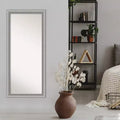 29" x 65" Non-Beveled Elegant Brushed Pewter Full Length Floor Leaner Mirror - Amanti Art: Includes Mounting Hardware, Polystyrene Frame