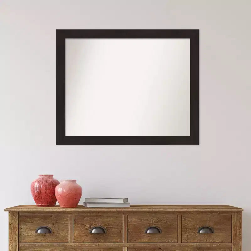 32" x 26" Non-Beveled Furniture Espresso Narrow Wall Mirror - Amanti Art: Modern, Polystyrene Frame, Included Mounting Hardware