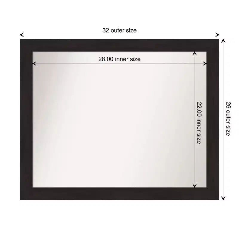 32" x 26" Non-Beveled Furniture Espresso Narrow Wall Mirror - Amanti Art: Modern, Polystyrene Frame, Included Mounting Hardware