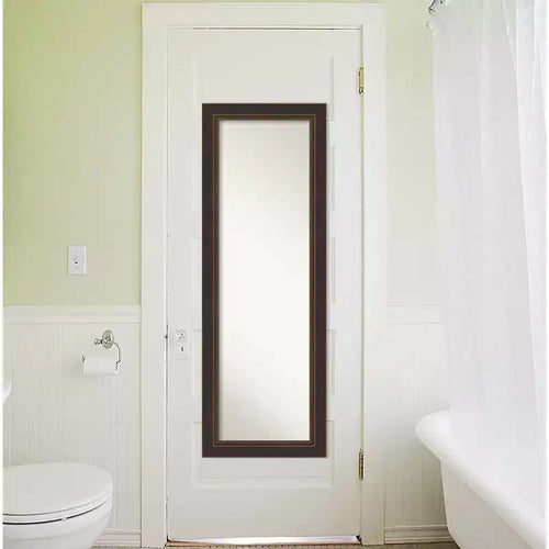19" x 53" Non-Beveled Lara Bronze Wood on The Door Mirror - Amanti Art