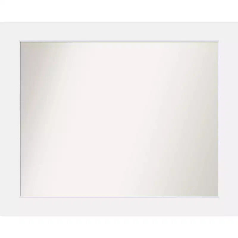 33" x 27" Non-Beveled Corvino White Wood Wall Mirror - Amanti Art: Modern Rectangle, Includes Mounting Hardware