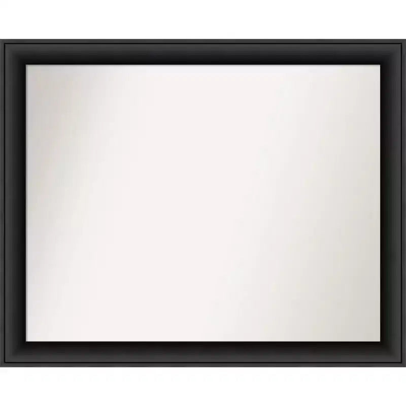 32" x 26" Non-Beveled Nero Wood Bathroom Wall Mirror Black - Amanti Art