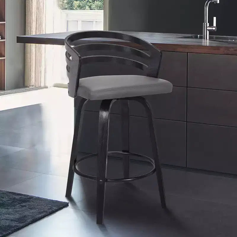 26" Jayden Swivel Counter Height Barstool Black/Gray - Armen Living