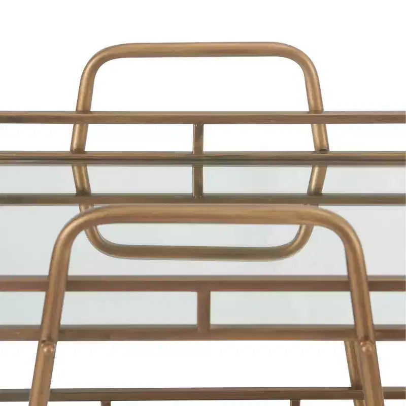 Addison Bar Cart Antique Gold - Adore Decor: Elegant Rolling Cart with Mirrored Shelves, Locking Casters