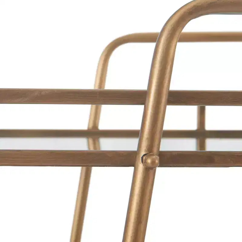 Addison Bar Cart Antique Gold - Adore Decor: Elegant Rolling Cart with Mirrored Shelves, Locking Casters