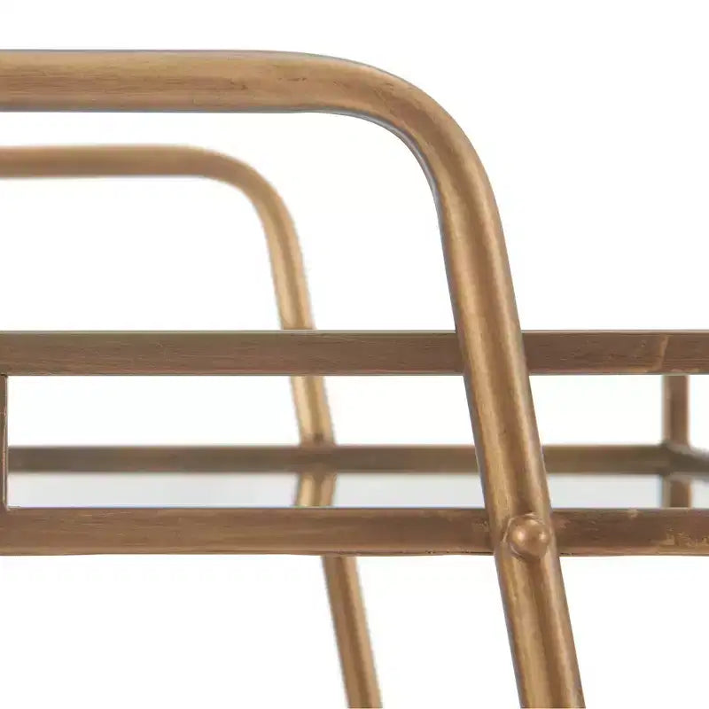 Addison Bar Cart Antique Gold - Adore Decor: Elegant Rolling Cart with Mirrored Shelves, Locking Casters