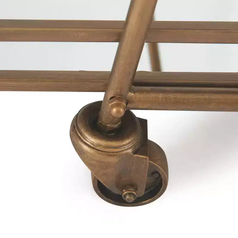 Addison Bar Cart Antique Gold - Adore Decor: Elegant Rolling Cart with Mirrored Shelves, Locking Casters