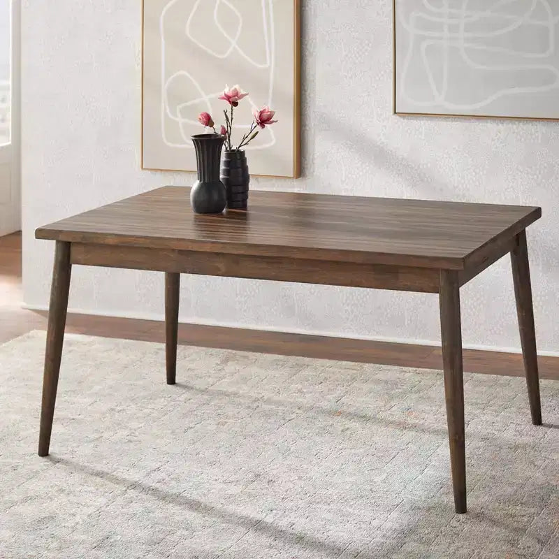 Buylateral Element Mid Century Modern Rectangular Dining Table Walnut: Mid-Century Modern, Seats 6, Rubberwood Legs