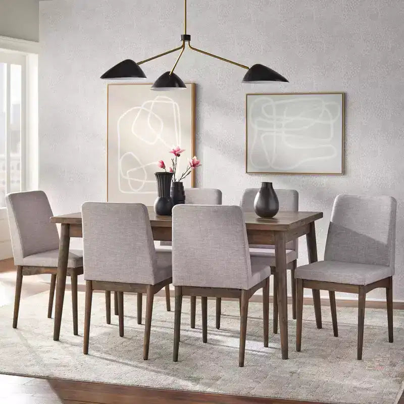 Buylateral Element Mid Century Modern Rectangular Dining Table Walnut: Mid-Century Modern, Seats 6, Rubberwood Legs
