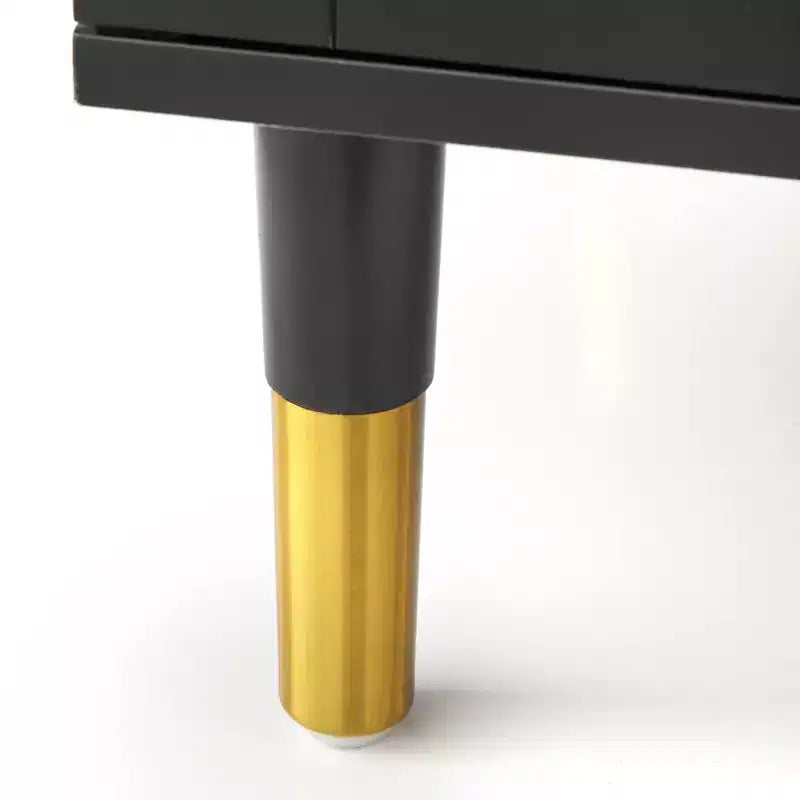 Buylateral Kragen Buffet Black: Gold-Tone Accents, Frosted Glass, Pine Wood Legs, Storage Cabinet