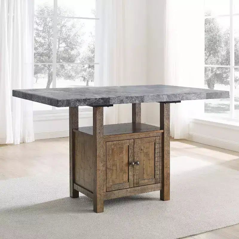 Grayson Marble Counter Table Gray/Driftwood - Steve Silver Co.