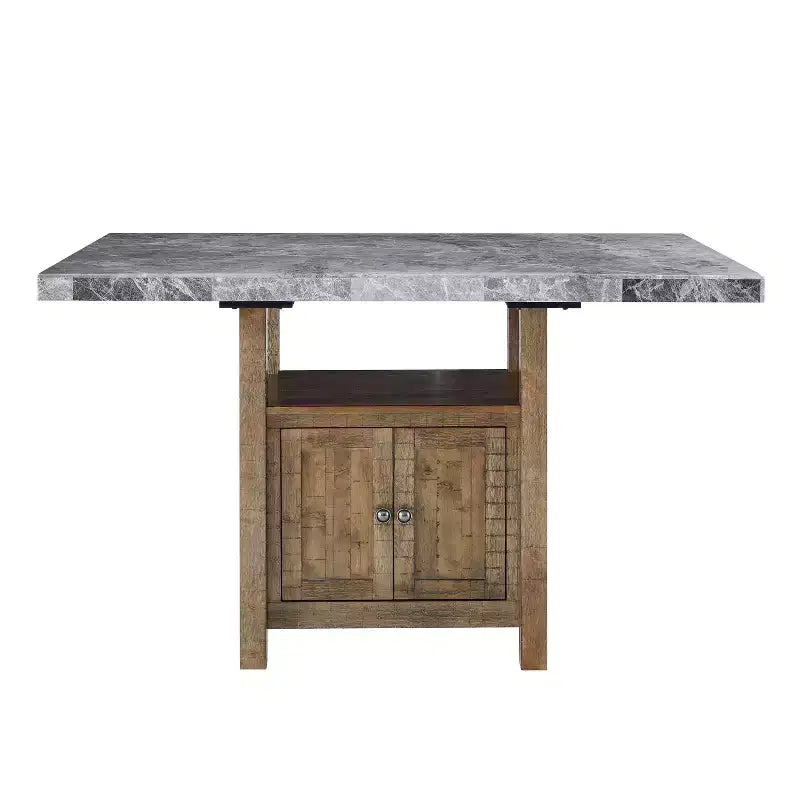 Grayson Marble Counter Table Gray/Driftwood - Steve Silver Co.