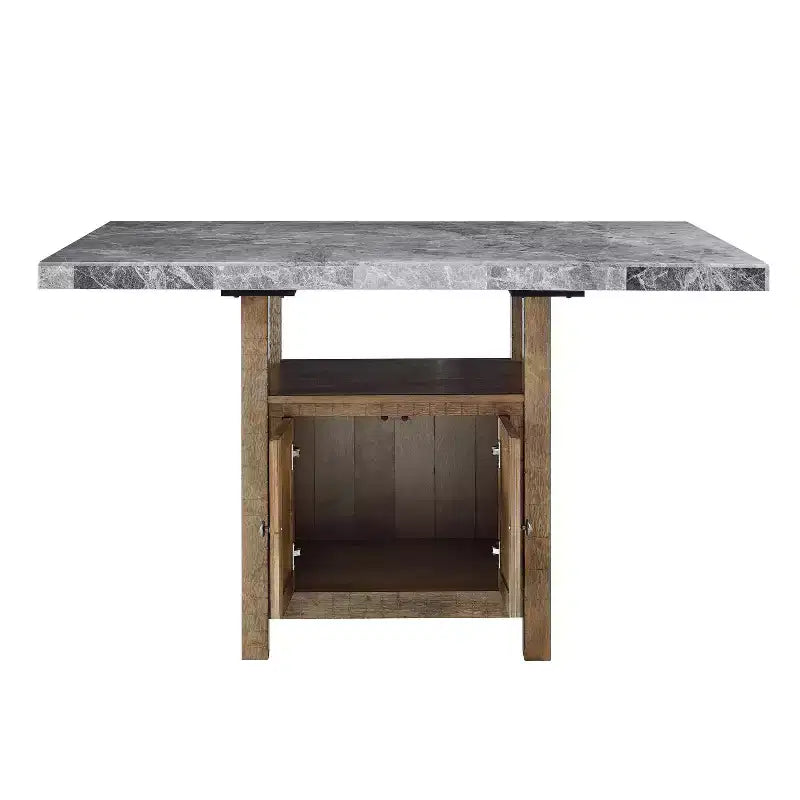Grayson Marble Counter Table Gray/Driftwood - Steve Silver Co.