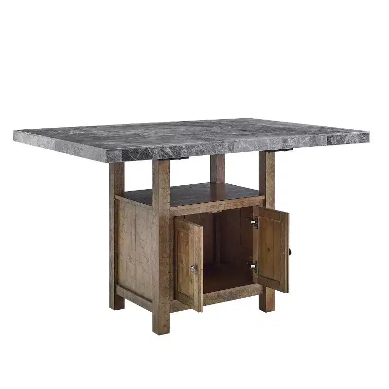 Grayson Marble Counter Table Gray/Driftwood - Steve Silver Co.