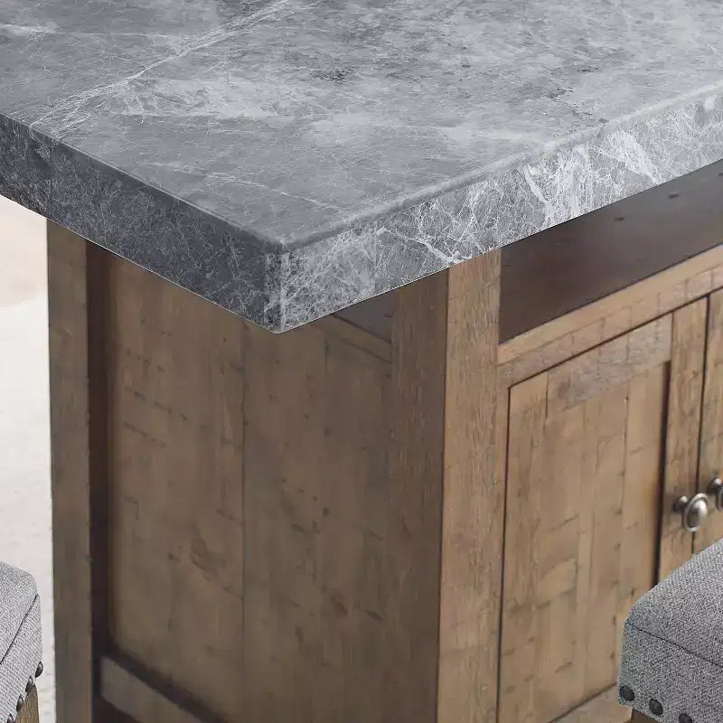 Grayson Marble Counter Table Gray/Driftwood - Steve Silver Co.