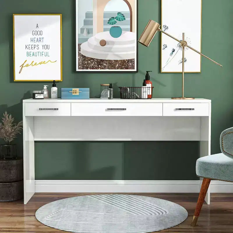 Grayde 3 Drawer Vanity Table Luminous White - miBasics