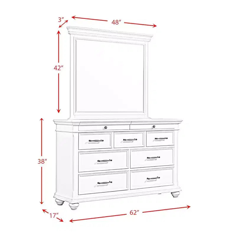 Brooks 9 Drawer Dresser with Mirror Beige - Picket House Furnishings: Transitional Style, Bun Feet, Felt-Lined