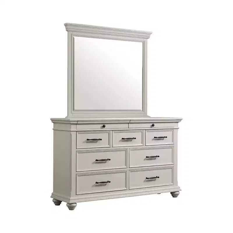 Brooks 9 Drawer Dresser with Mirror Beige - Picket House Furnishings: Transitional Style, Bun Feet, Felt-Lined