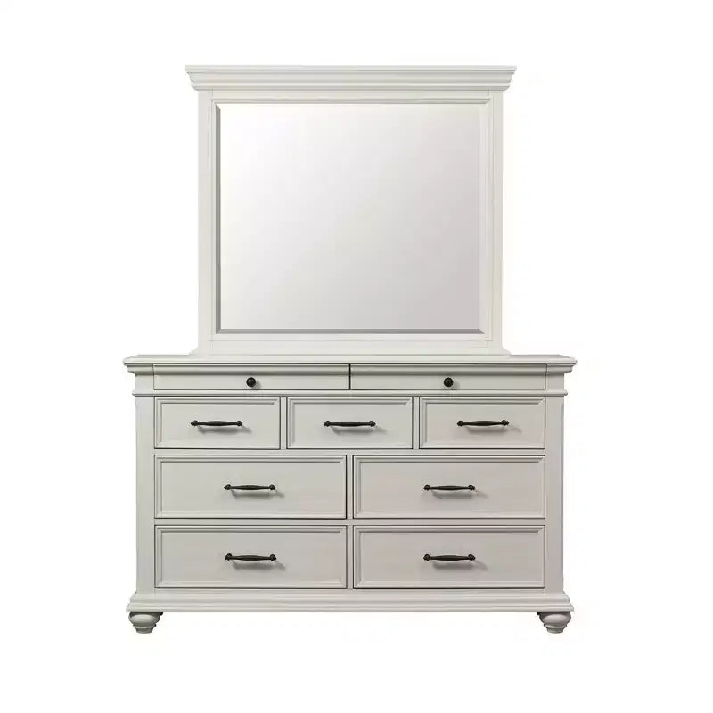 Brooks 9 Drawer Dresser with Mirror Beige - Picket House Furnishings: Transitional Style, Bun Feet, Felt-Lined