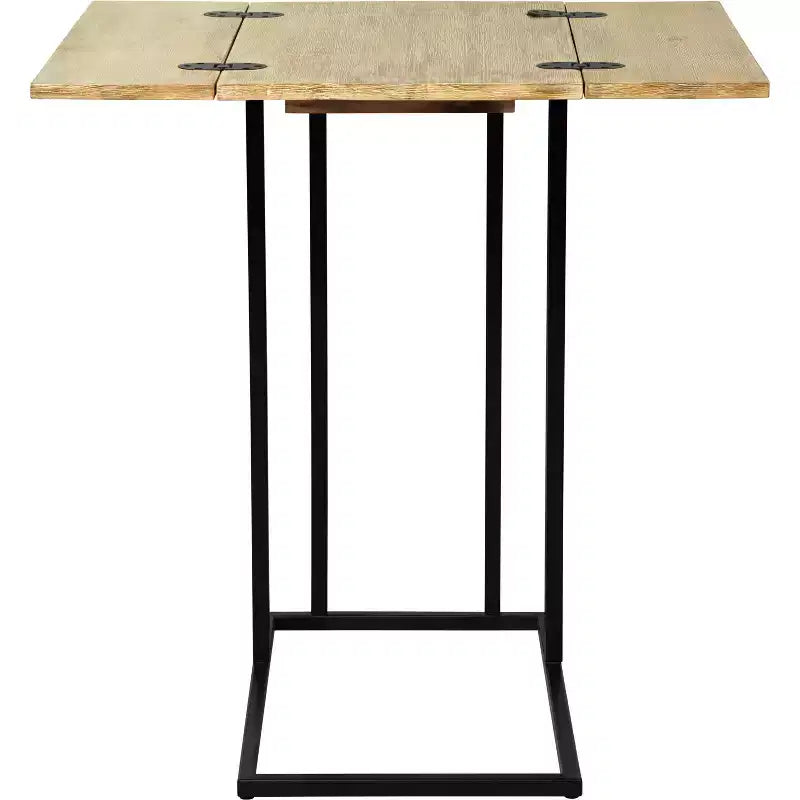 Harton Rustic Expandable C Side Table - Natural Wood - Serta: Over Sofa Design, Black Metal Legs