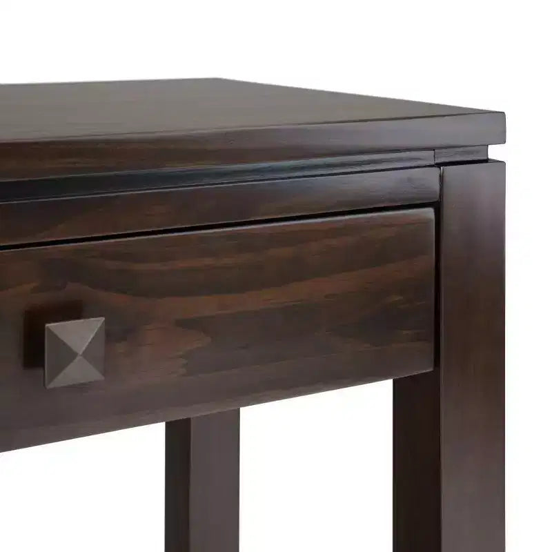 60" Stratford End Table Russet Mahogany Brown - WyndenHall: Pine Frame, 3 Drawers, Modern Style