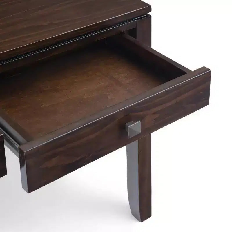 60" Stratford End Table Russet Mahogany Brown - WyndenHall: Pine Frame, 3 Drawers, Modern Style