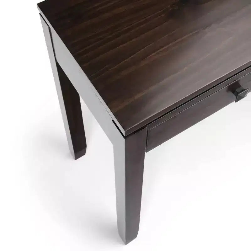 60" Stratford End Table Russet Mahogany Brown - WyndenHall: Pine Frame, 3 Drawers, Modern Style