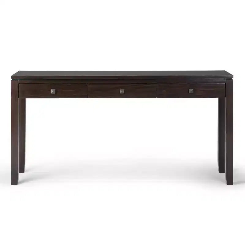 60" Stratford End Table Russet Mahogany Brown - WyndenHall: Pine Frame, 3 Drawers, Modern Style