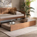 Twin Toveli Trundle Bed Ash Walnut - Baxton Studio: Rubberwood & MDF Frame, No Box Spring Needed