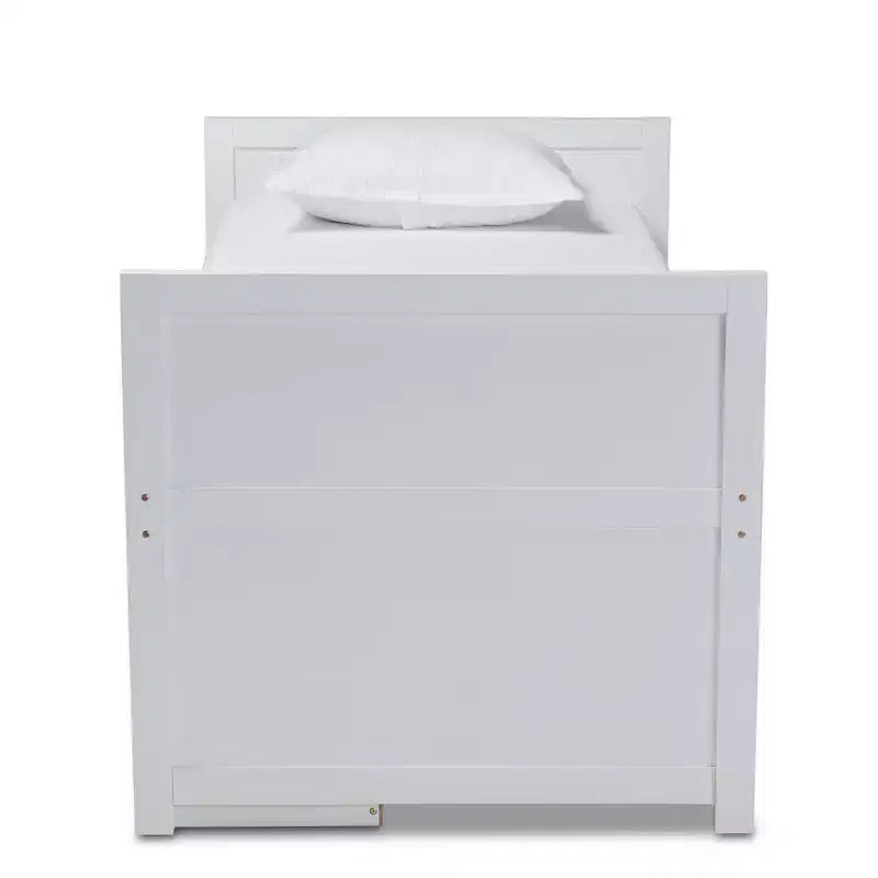 Twin 5 Drawer Mirza Wood Storage Bed with Pull Out Desk White - Baxton Studio