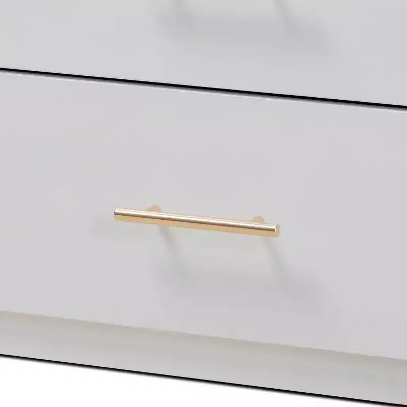 Twin 5 Drawer Mirza Wood Storage Bed with Pull Out Desk White - Baxton Studio