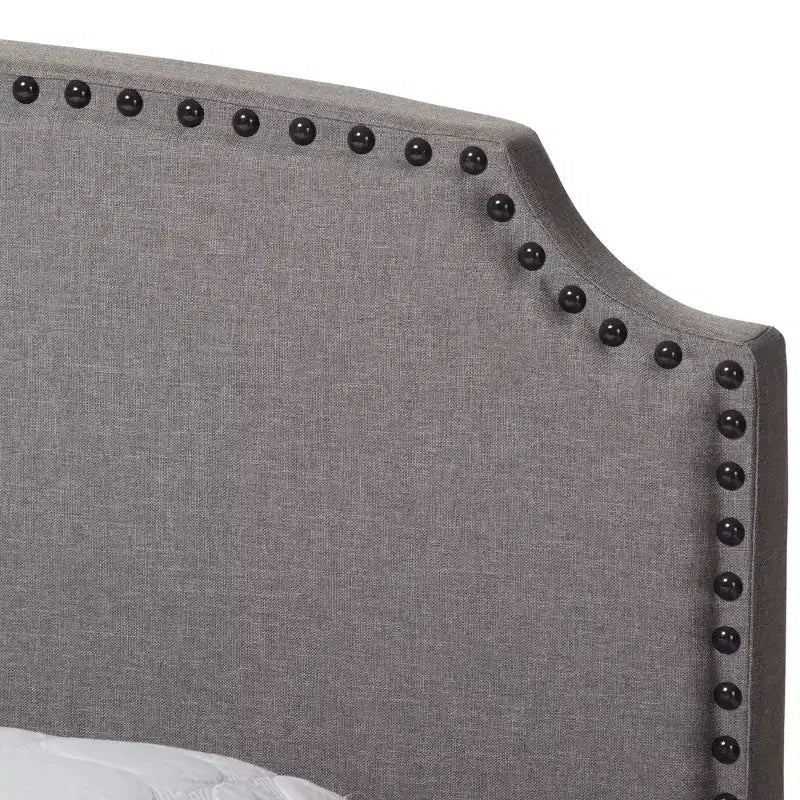 Odette Modern and Contemporary Fabric Upholstered Bed - Light Gray - Baxton Studio