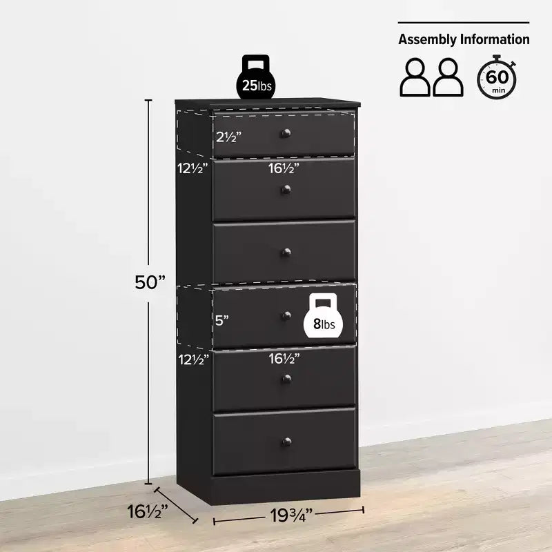 Astrid 6 Drawer Tall Chest - Prepac