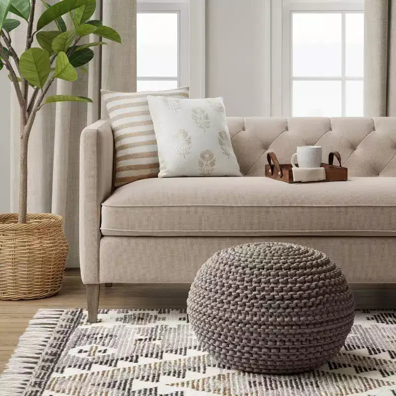 Cloverly Chunky Knit Pouf - Threshold