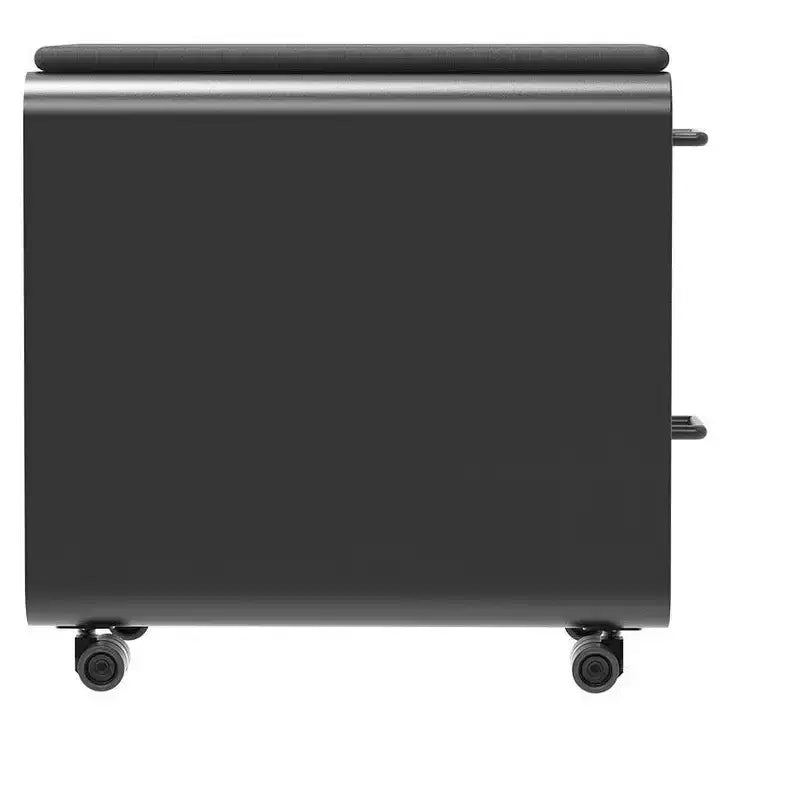 Monoprice Round Corner 2-Drawer File Cabinet - Black, Lockable With Seat Cushion - Workstream Collection