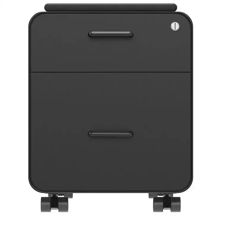 Monoprice Round Corner 2-Drawer File Cabinet - Black, Lockable With Seat Cushion - Workstream Collection